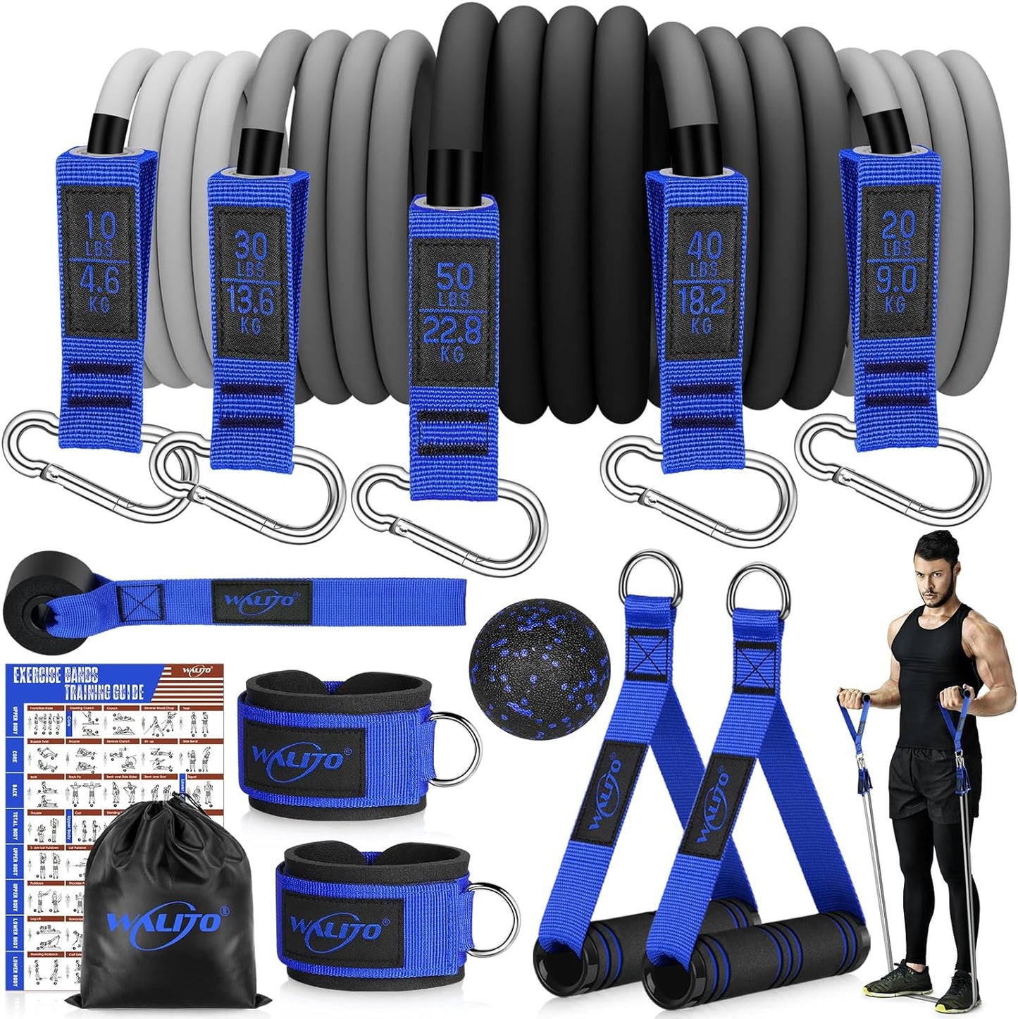 Resistance Bands Set - Exercise Bands with Handles, Door Anchor, Legs Ankle Straps
