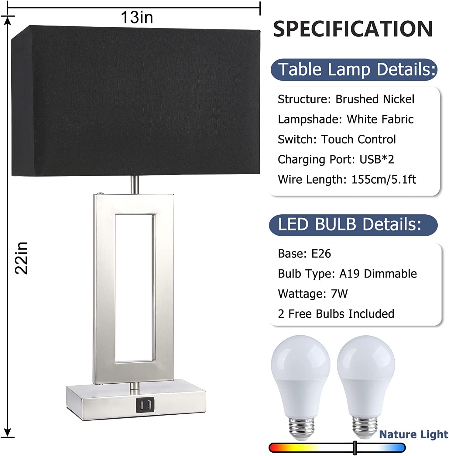 Act Fast: 22" Bedroom Lamp Set