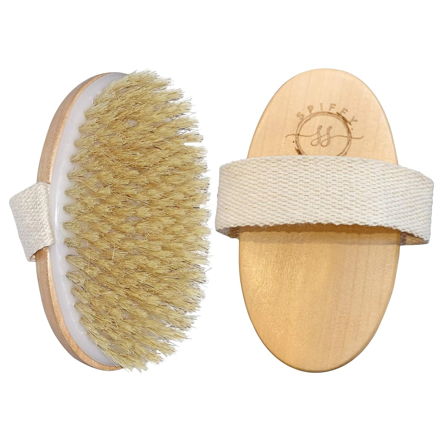 Wet and Dry Body Brush Exfoliator - Medium Soft Natural Bristle - Exfoliates Dead Skin - Slows Aging - Reduces Cellulite - Stimulates Lymph and Blood Flow and Increases Energy
