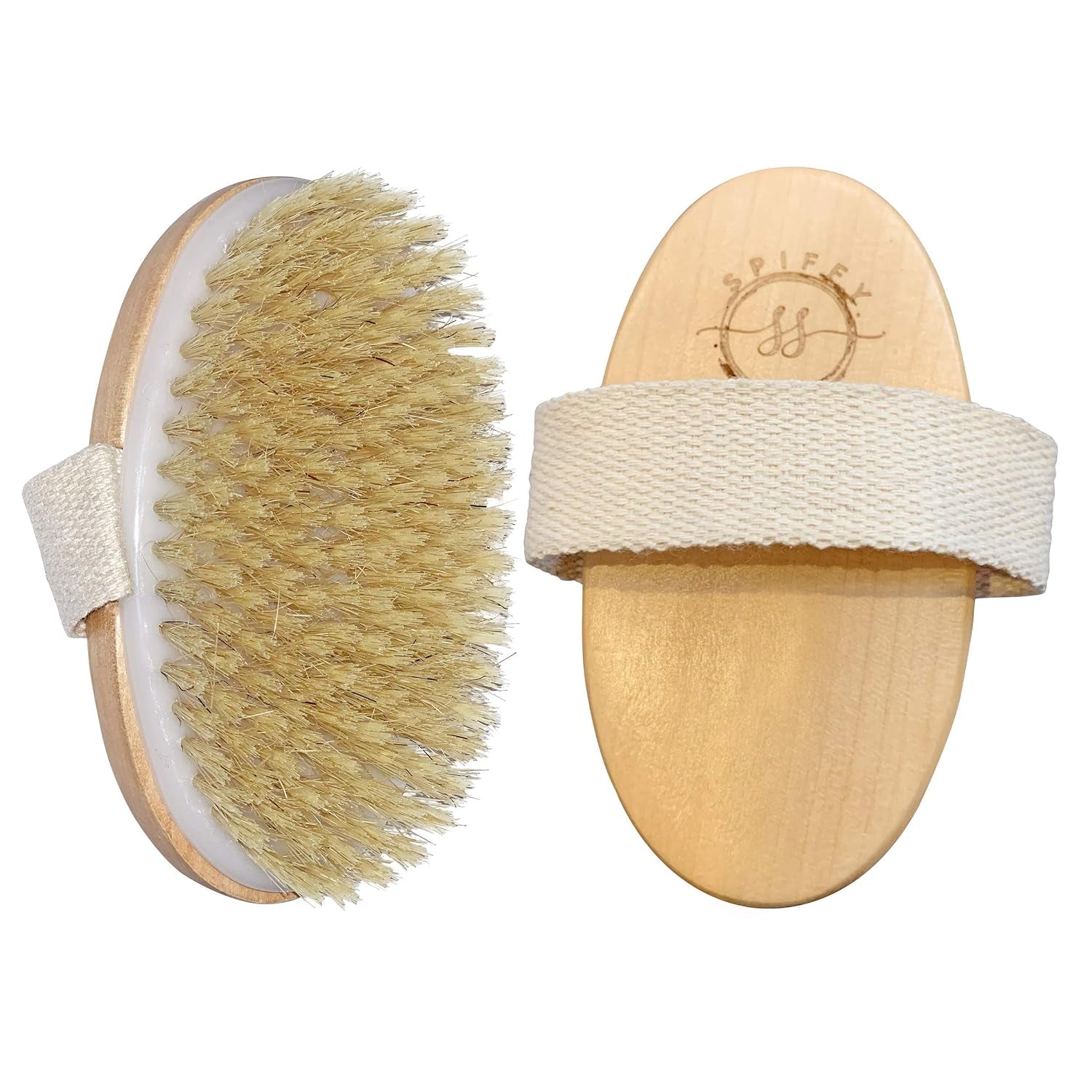Wet and Dry Body Brush Exfoliator - Medium Soft Natural Bristle - Exfoliates Dead Skin - Slows Aging - Reduces Cellulite - Stimulates Lymph and Blood Flow and Increases Energy