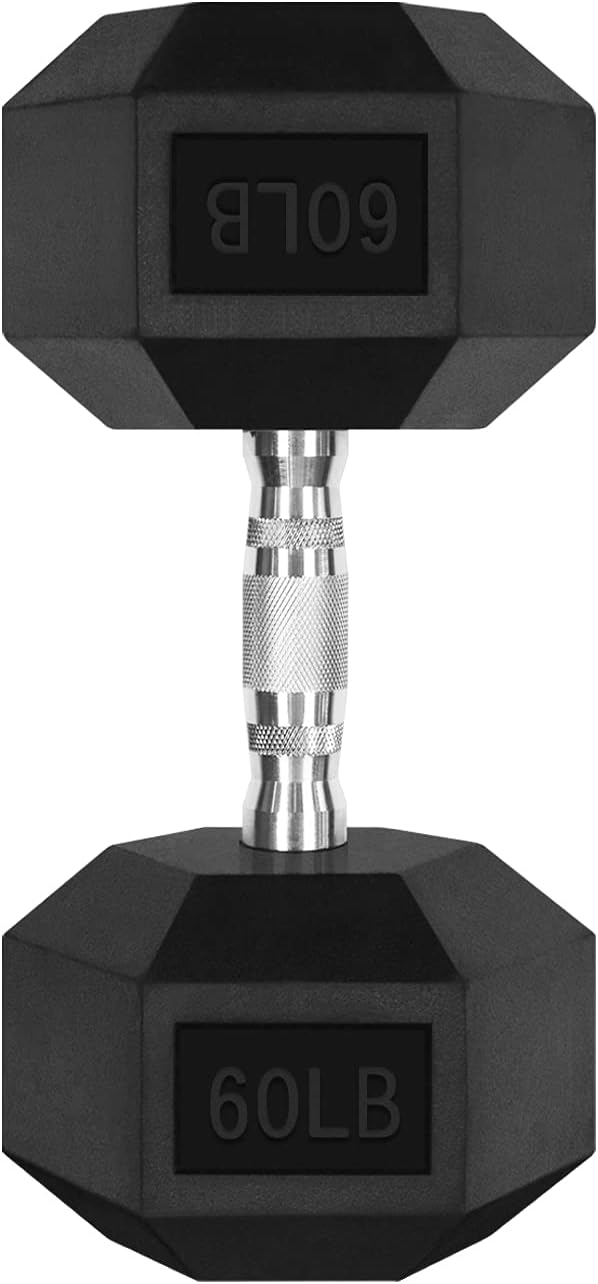 5-300LBS Rubber Encased Hex Dumbbell Sets with Optional Rack