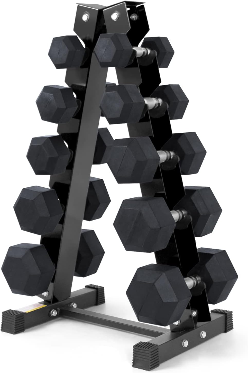 5-300LBS Rubber Encased Hex Dumbbell Sets with Optional Rack