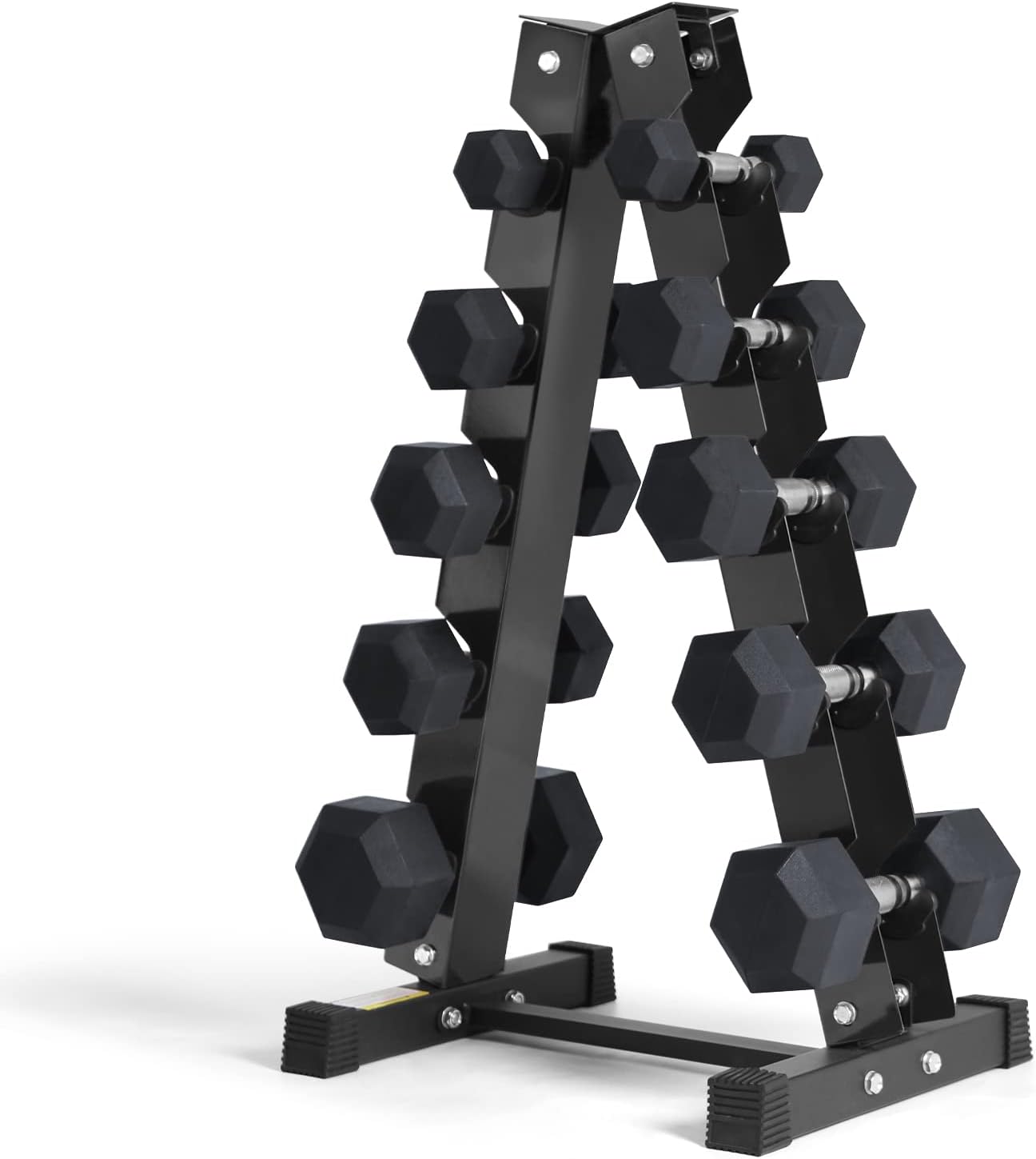 5-300LBS Rubber Encased Hex Dumbbell Sets with Optional Rack
