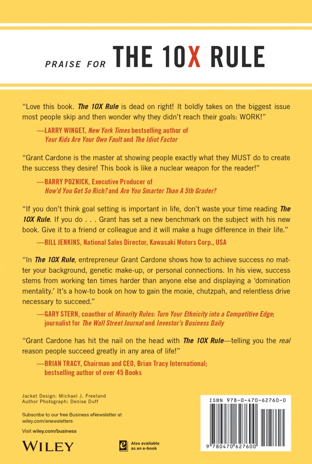 The 10X Rule: the Only Difference between Success and Failure - Grant Cardone - Hardcover