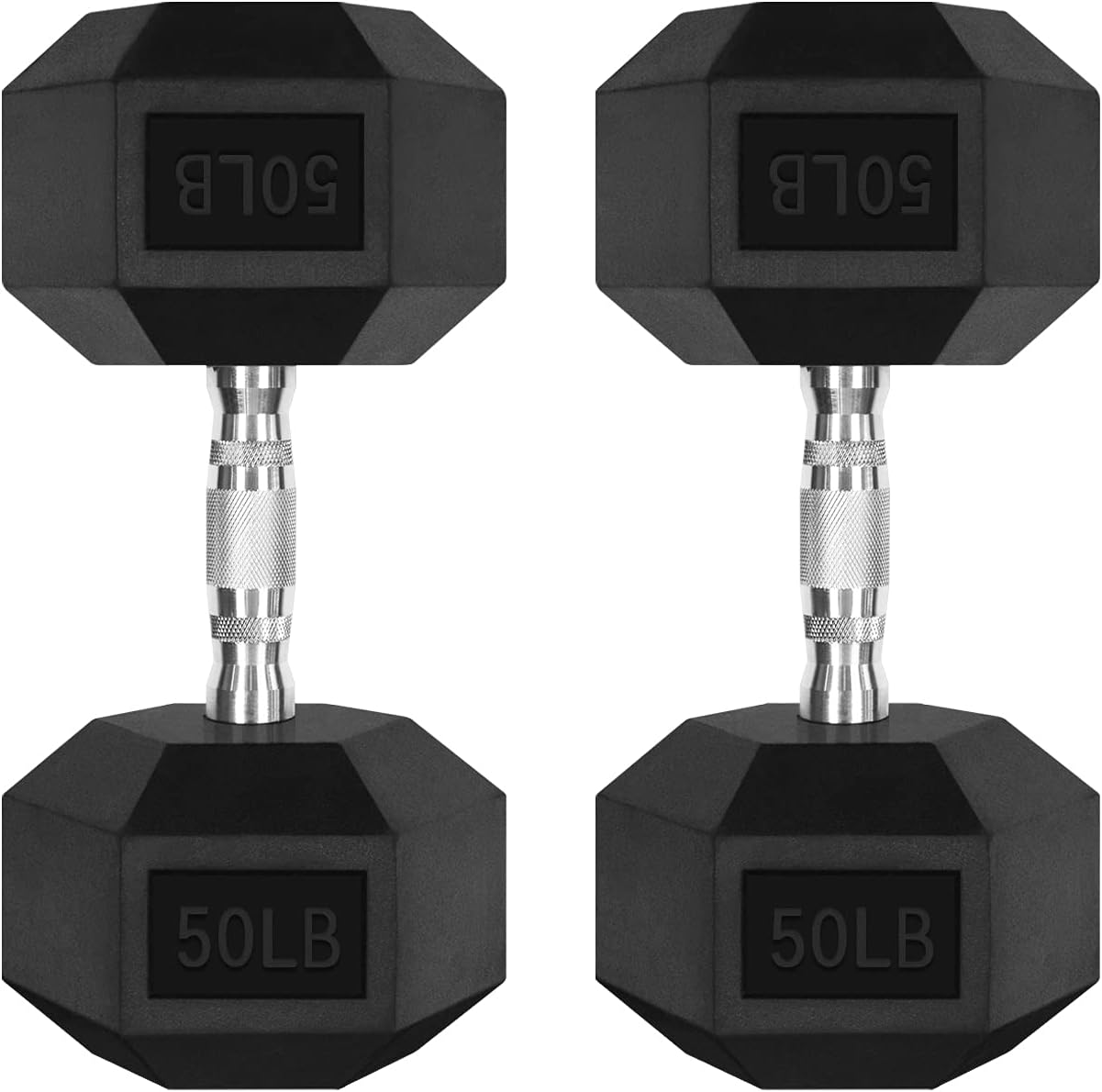 5-300LBS Rubber Encased Hex Dumbbell Sets with Optional Rack
