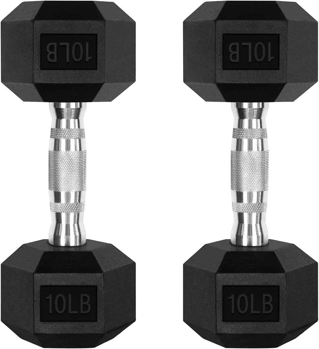5-300LBS Rubber Encased Hex Dumbbell Sets with Optional Rack