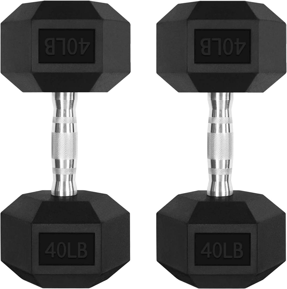 5-300LBS Rubber Encased Hex Dumbbell Sets with Optional Rack