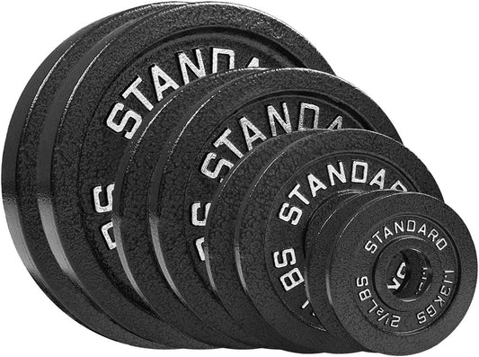 Steel Weight Plates 85LB Set - Olympic 2 Inch Center Premium Coating 2X 25Lb, 10Lb, 5Lb, and 2.5Lb for Olympic Weight Lifting Barbells