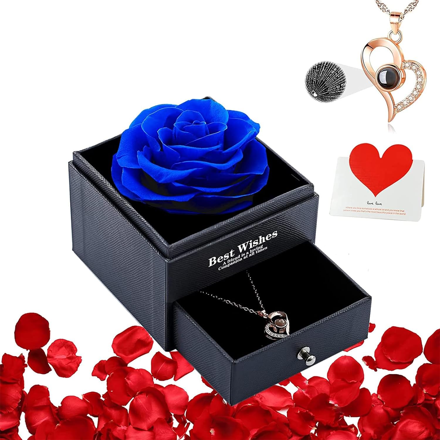 Mothers Day Single Preserved Rose with Necklace
