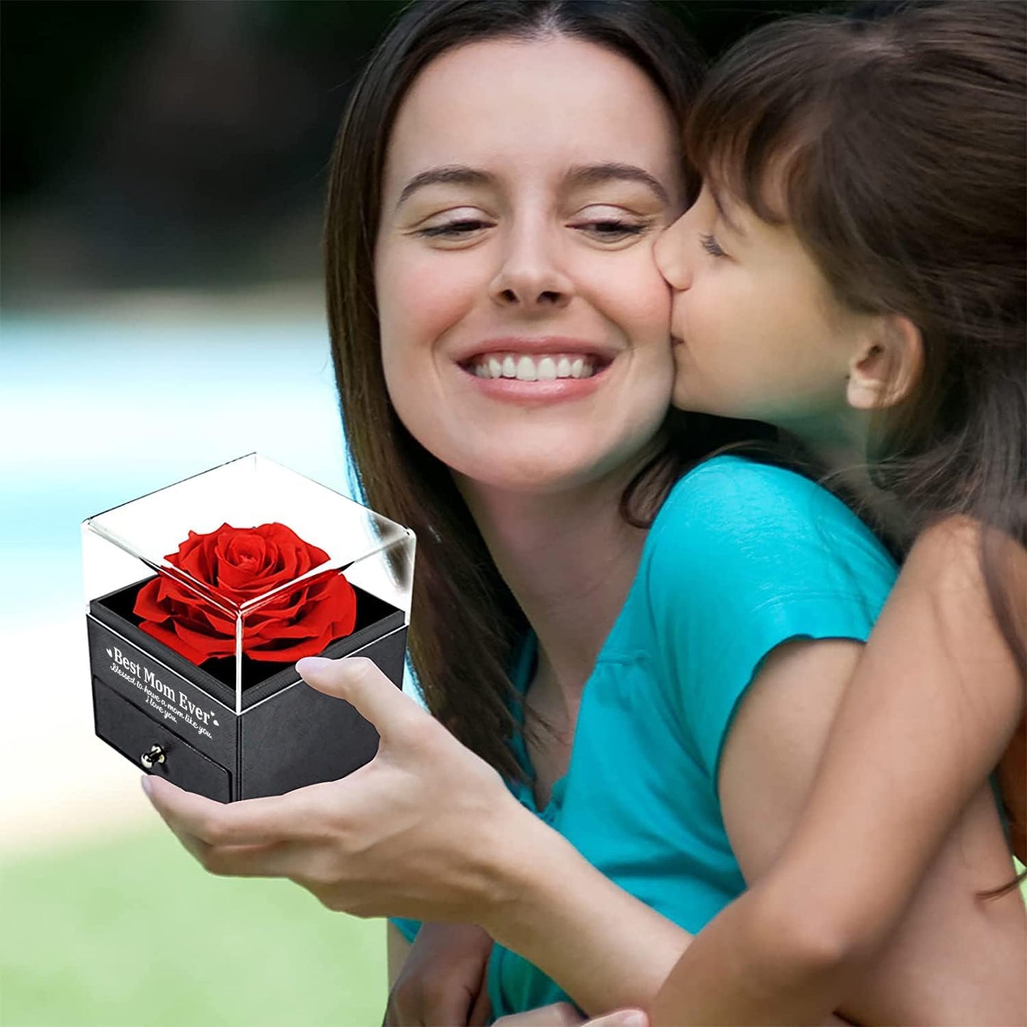 Mothers Day Single Preserved Rose with Necklace
