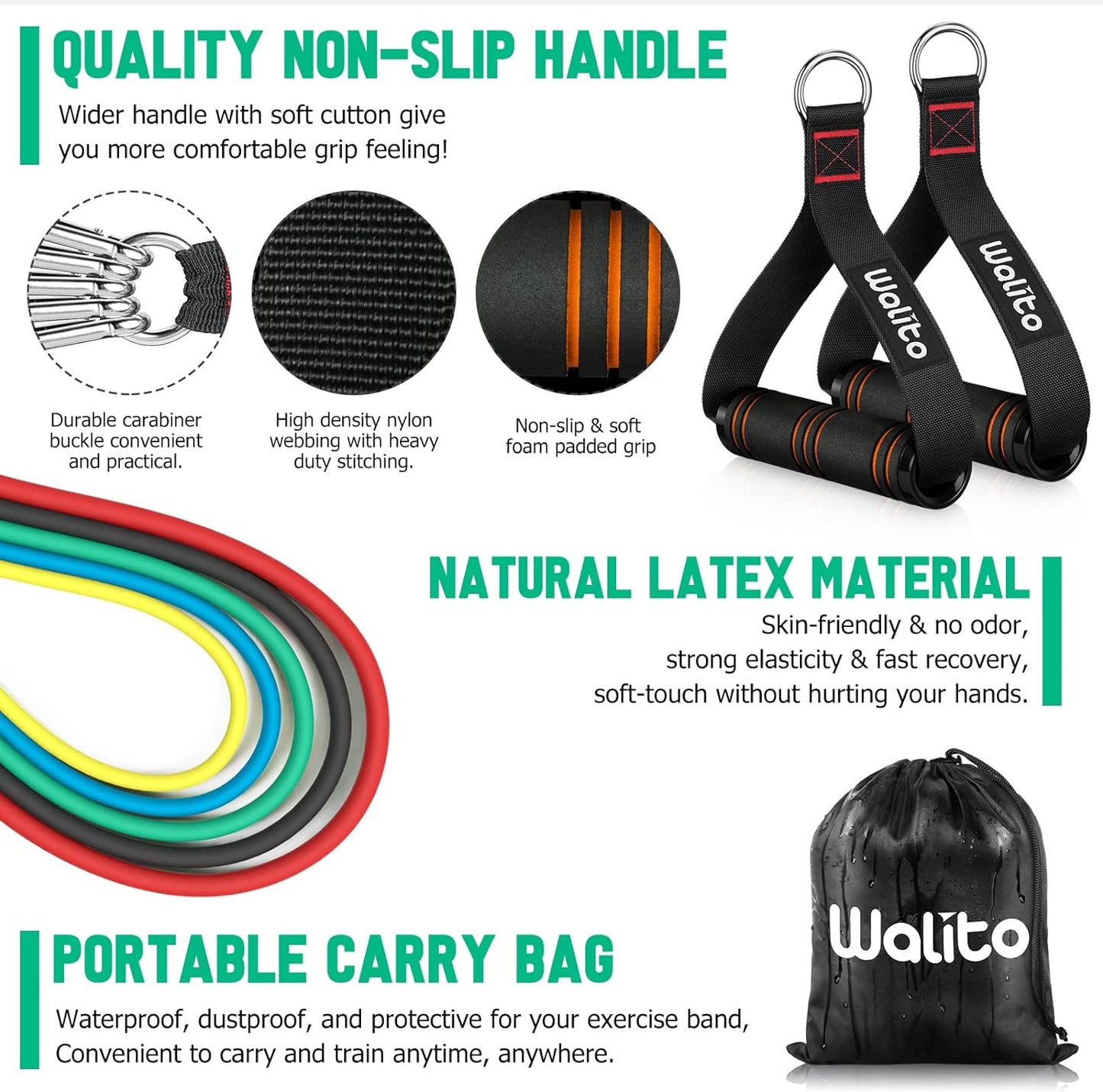 Resistance Bands Set - Exercise Bands with Handles, Door Anchor, Legs Ankle Straps