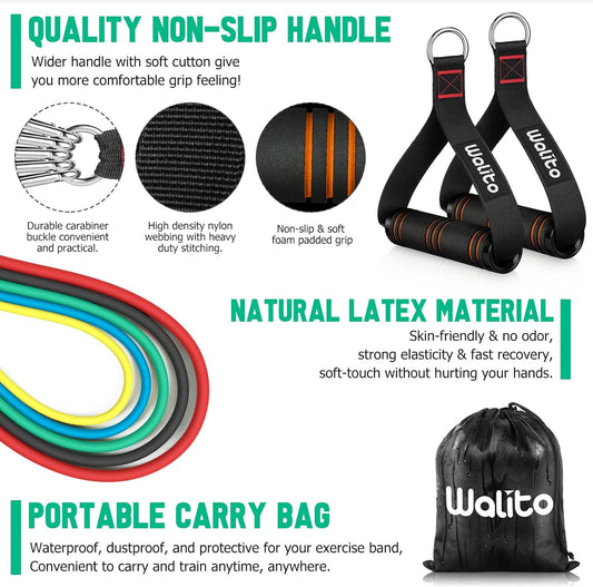 Resistance Bands Set - Exercise Bands with Handles, Door Anchor, Legs Ankle Straps