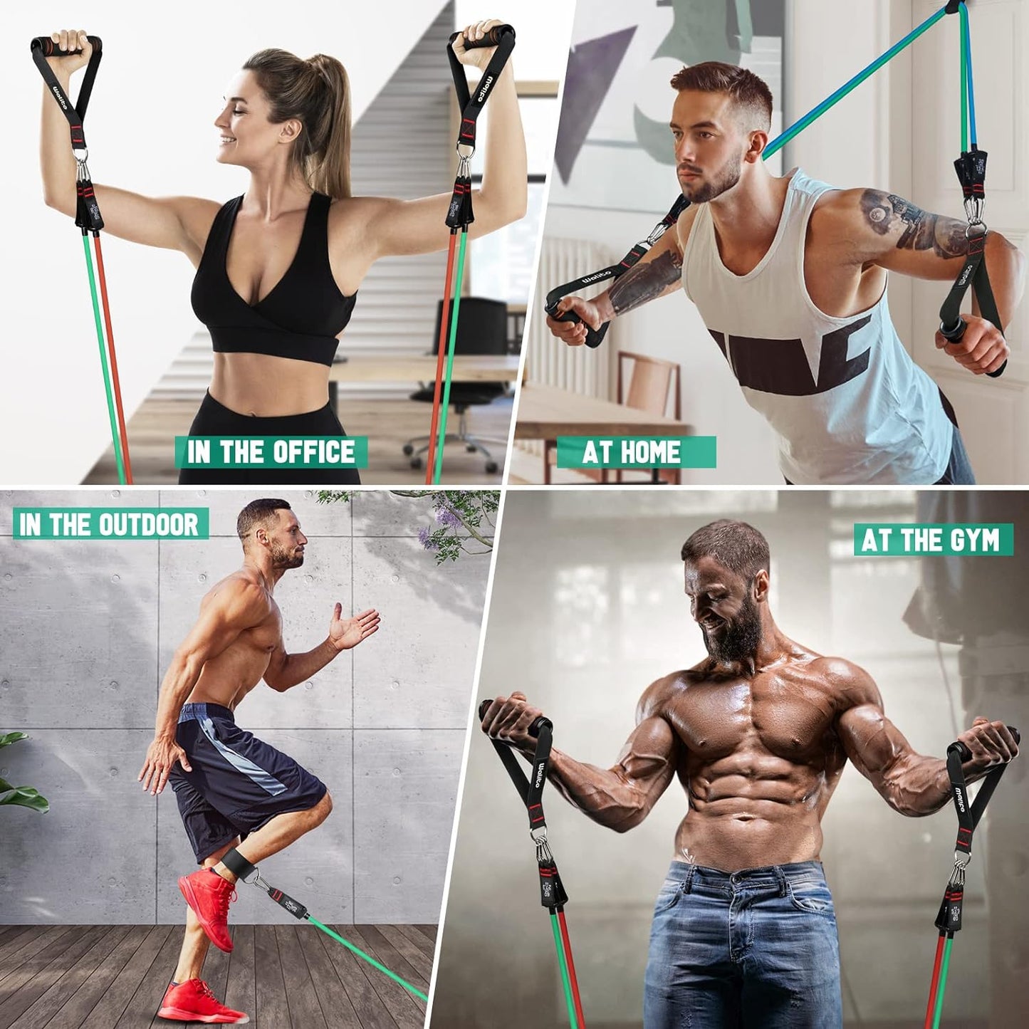 Resistance Bands Set - Exercise Bands with Handles, Door Anchor, Legs Ankle Straps