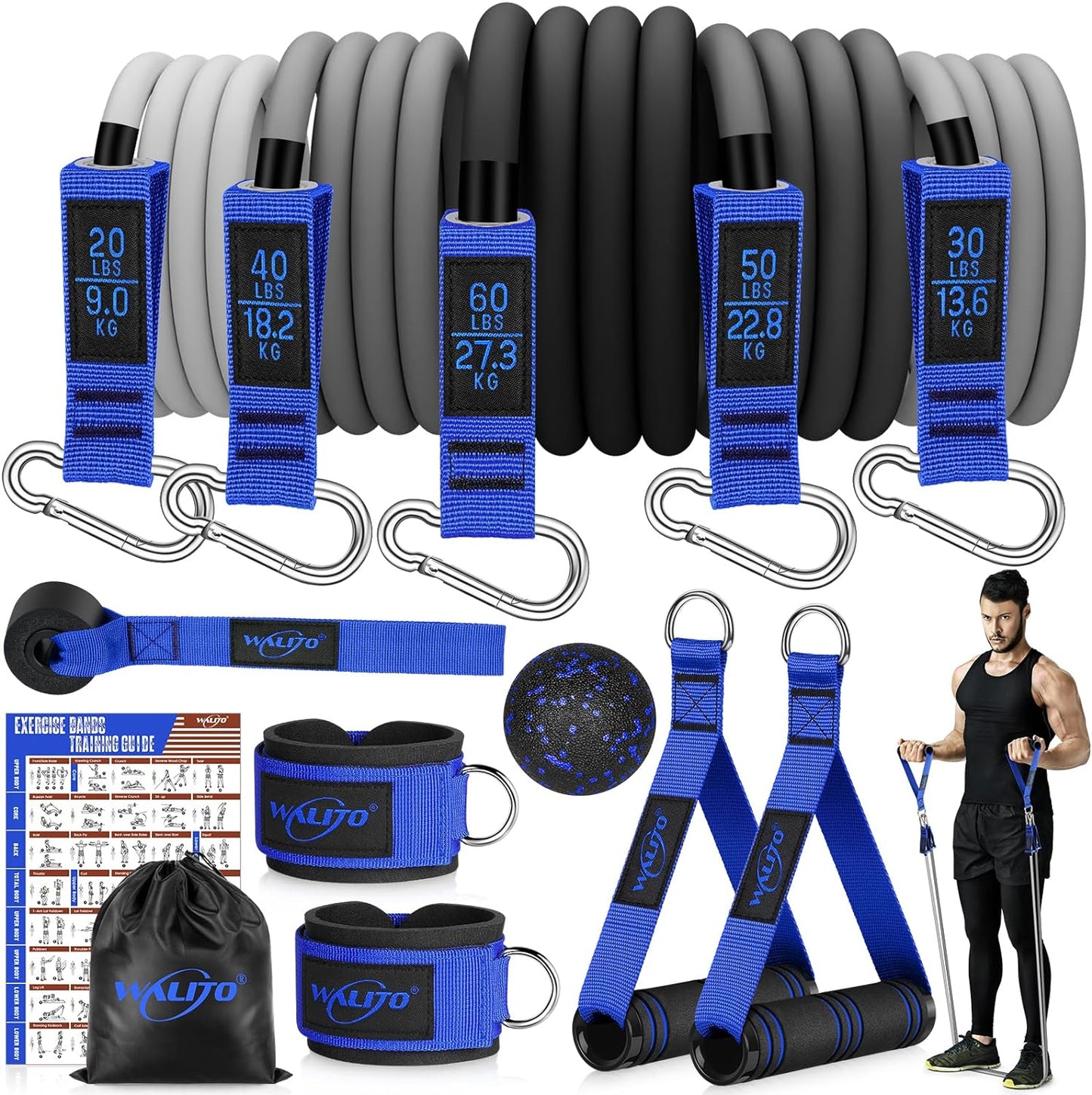 Resistance Bands Set - Exercise Bands with Handles, Door Anchor, Legs Ankle Straps