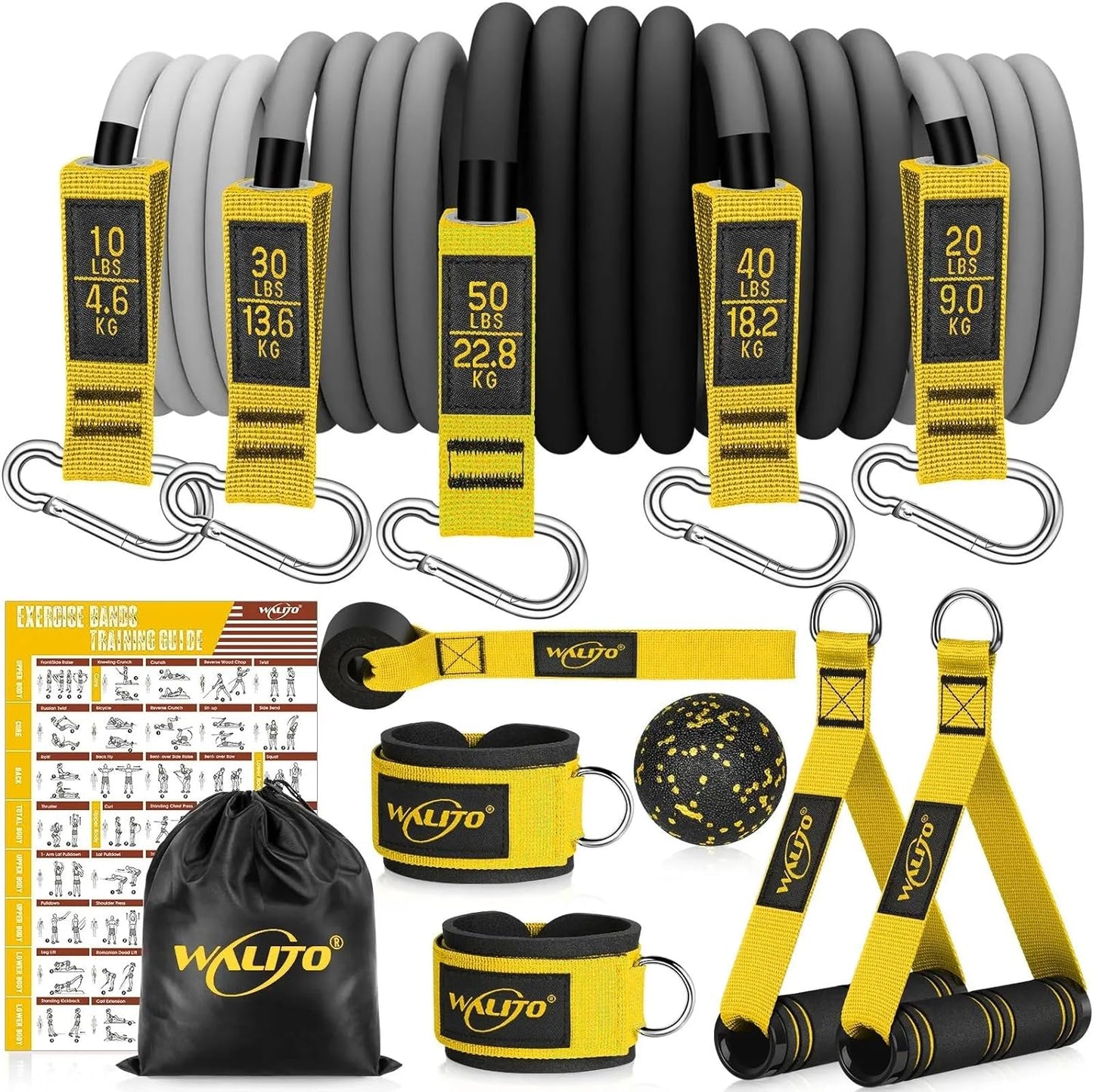 Resistance Bands Set - Exercise Bands with Handles, Door Anchor, Legs Ankle Straps