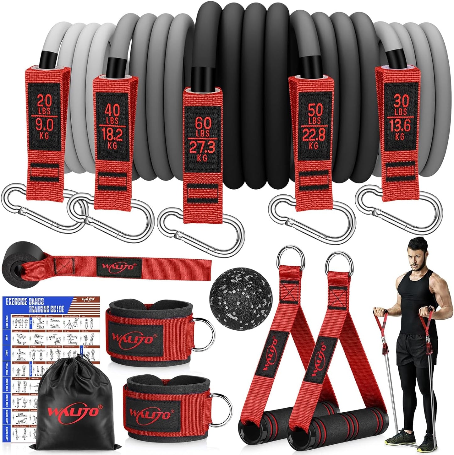 Resistance Bands Set - Exercise Bands with Handles, Door Anchor, Legs Ankle Straps