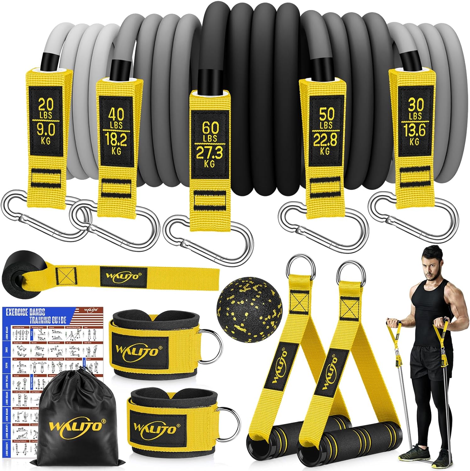 Resistance Bands Set - Exercise Bands with Handles, Door Anchor, Legs Ankle Straps