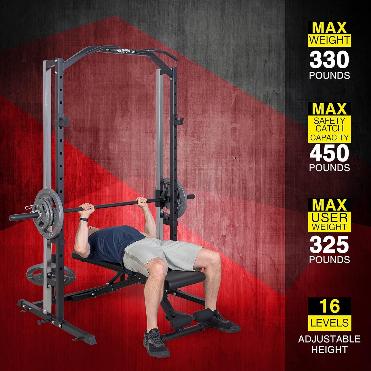 Compact Smith Machine with Adjustable Bench