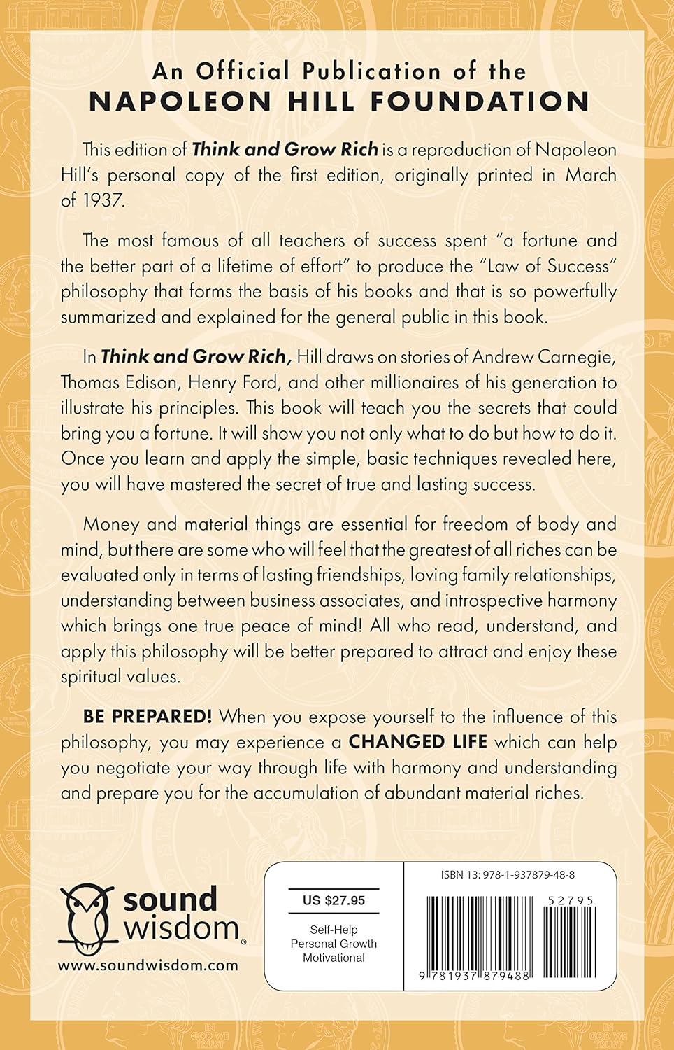 Think and Grow Rich: the Original, an Official Publication of the Napoleon Hill Foundation - Hardcover