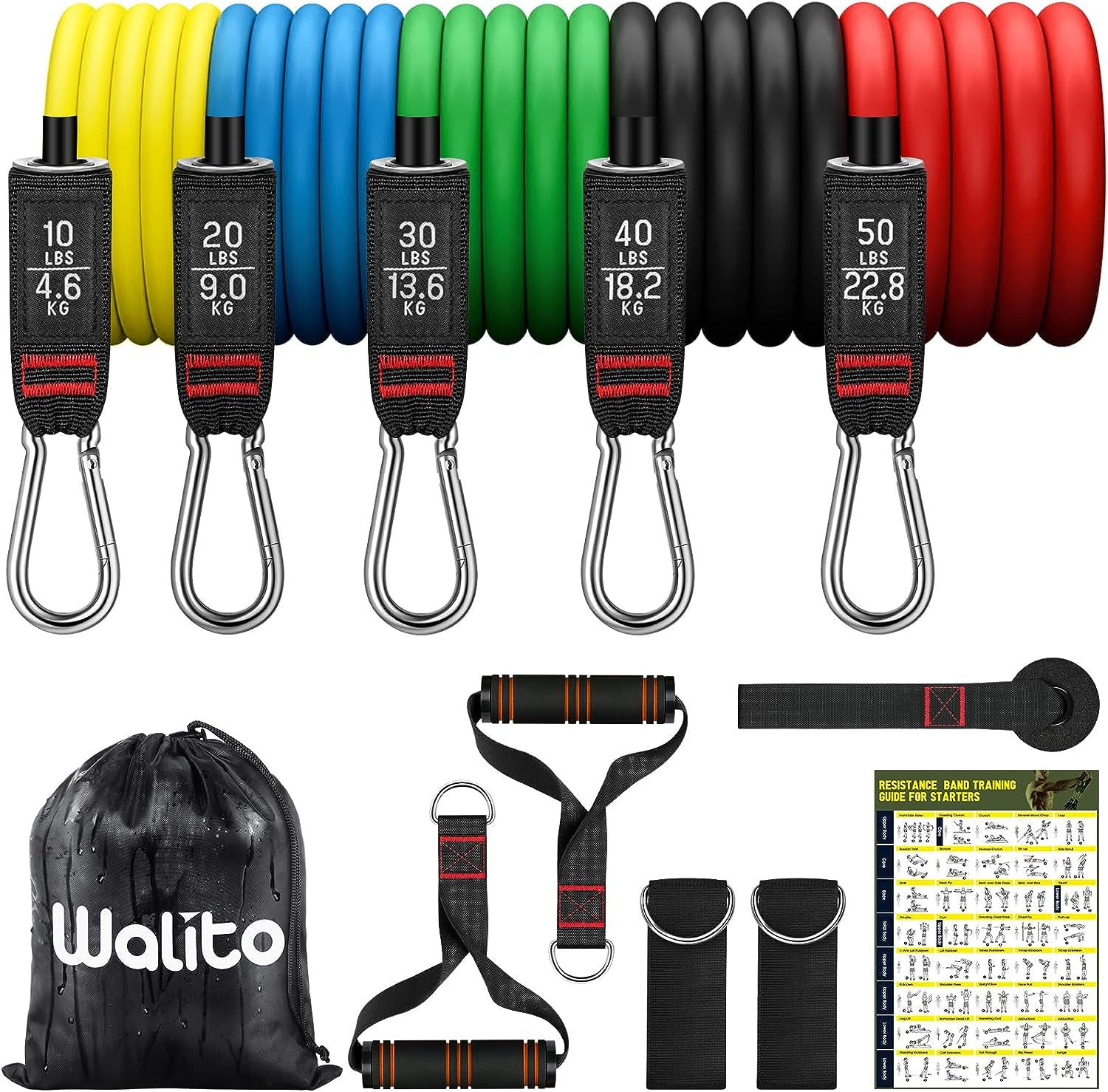 Resistance Bands Set - Exercise Bands with Handles, Door Anchor, Legs Ankle Straps