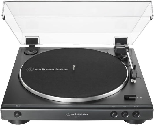 AT-LP60X-BK Fully Automatic Belt-Drive Stereo Turntable, Black, Hi-Fi, 2 Speed, Dust Cover, Anti-Resonance, Die-Cast Aluminum Platter