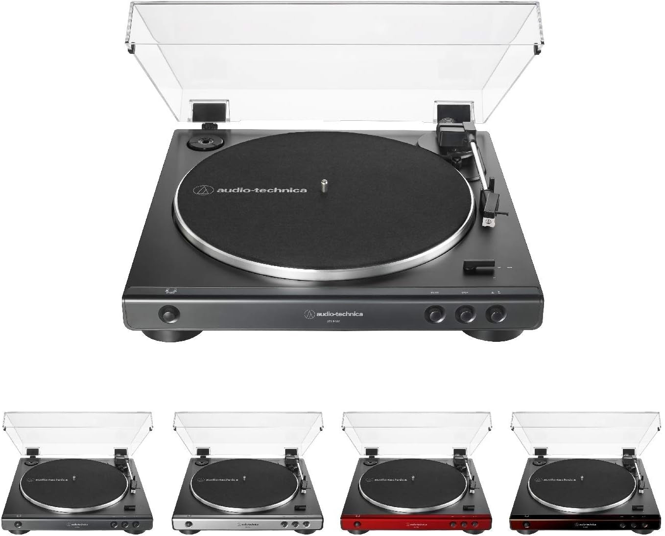AT-LP60X-BK Fully Automatic Belt-Drive Stereo Turntable, Black, Hi-Fi, 2 Speed, Dust Cover, Anti-Resonance, Die-Cast Aluminum Platter