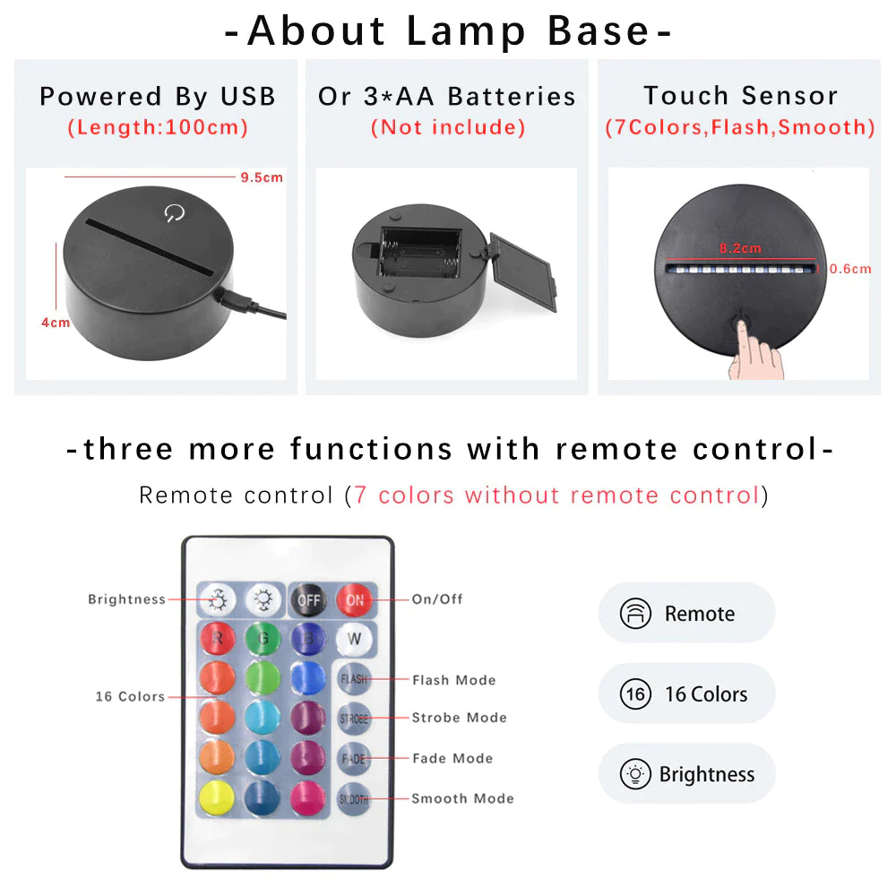 LED Scribble Light with Black Base